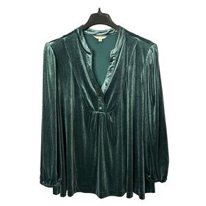 Terra & Sky Green Velvet Blouse